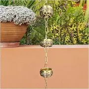 Rain Chains，Rain Catcher Chain ， Hanging Rain Chain Aluminum, Decorative Water Catcher Copper-Plated Cup, Heavy Rain Water Chain(B,4m/11.8ft)