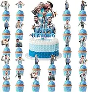 49Pcs Soccer Star Cake Decorations With Cupcake Toppers for Boys Birthday Party