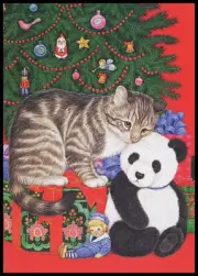 Greeting Card - Cat Kitten TABBY - Christmas 0583
