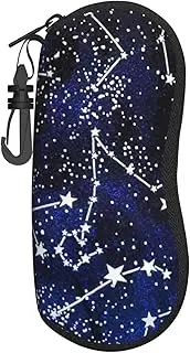 [JBYJBX] Glow In The Dark Print Glasses Case Lightweight Travel Eyeglass Sunglasses Cover, Zipper Eyeglasses Frame, Black