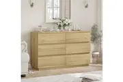 6 Drawer Chest of Drawers Lowboy Dresser Storage Cabinet Bedroom Oak