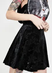 [Killstar] Crescent Nights Velvet Skater Skirt