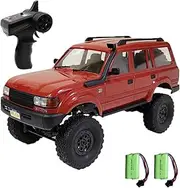 GoolRC RC Truck, WPL C54 RC Crawler 1/16 Scale Remote Control Car, 4WD All Terrain Off Road RC Rock Crawler, 2.4GHz RC Climbing Car with LED Lights and Two Batteries for Kids and Adults (Red)