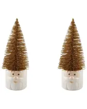 Flora Bunda Set Of 2 Mini Christmas Trees In Ceramic Santa