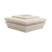 6" Sq. Cape May Halo Solar LED Lighted Vinyl Post Cap - Beige