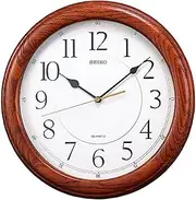Seiko Wall Clock Quiet Sweep Second Hand Dark Brown Solid Oak Case