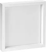 Nicola Spring 1x White 10 x 10 inch 3D Box Photo Frame - Standing Hanging Craft Shadow Memory Picture Display Case for Flowers Crafts Art Medal