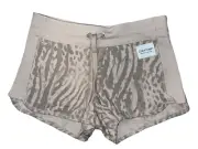 Calvin Klein Performance Nu Beige Leopard Logo Print Curved Hem Shorts Small NWT