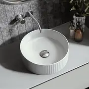 Simplus Bathroom Ceramic Basin Vanity Sink Round Hand Wash Bowl Above Counter for Bath Toilet Countertop High Gloss White, 36cm x 36cm x 12.5cm