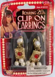 Roaring 20's Clip On Earrings for Halloween, theatre, cosplay