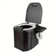 NNETM Portable Folding Toilet with PU Seat Cushion - Ideal for RV, Car, Camping