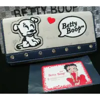 在飛比找蝦皮購物優惠-正品 BETTY BOOP 貝蒂 狗狗二折長皮夾 米色