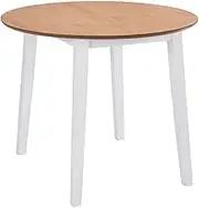 Drop-Leaf Dining Table Round MDF White,SpaceSaving DropLeaf Table: Stylish and Practical for Compact Areas Dining Room Furniture