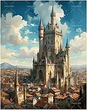 TAOPAOLAB Town Paint by Numbers Kit for Adults - DIY Fantasy Castle and Village Painting on Canvas 16x20 Inches, Acrylic Paint Set, Suitable for Beginners, Art for Home Decoration or Gifts