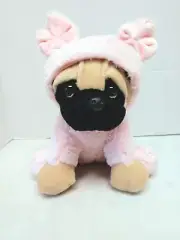 Pug Puppy Plush In Pink Pig Pajamas