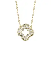 Glaze Jewelry 14K Plated Silver CZ Open Clover Necklace