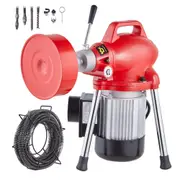 Drain Cleaner Machine 66FT x 5/8In 250W Sectional Snake Auger Manual Feed