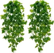 BLEUM CADE Fake Hanging Plants, 2pcs Artificial 2pcs, Pothos Ivy Vines