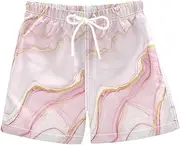 [RPLIFE] Swimming Trunks for Kids, Anti Chafe Swim Trunks Boys 2 T, Abstract Marble Blush Pink