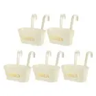 5Pcs 11" Metal Hanging Flower Pots for Railing Fence, Railing Planter Box, White