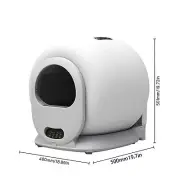 WiFi Smart Litter Box With Touch Screen 65L For 1-8kg Cat Gray EU Plug