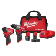 Milwaukee PowerTool Combo Kit 12V Li-Ion Brushless HammerDrill+Impact Driver+Bag