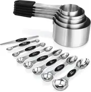 Measuring Cups and Spoons Set, 5 Stainless Steel Magnetic Measuring Cup and 8 Ma