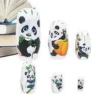 Generic Animal Nesting Dolls | Black and White Panda Theme Nesting Dolls, Handmade Table Ornament for Living Room Bedroom Desktop Bookshelf Decor