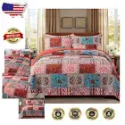 Elegant King Size Reversible Quilt Set - Bohemian Patchwork with Pillow Covers