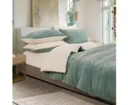 GIOIA CASA 2 in 1 Teddy Sherpa Quilt Cover Set and Blanket - SAGE GREEN