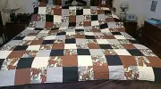 COUNTRY COTTAGE HORSES QUEEN FLANNEL PATCHWORK QUILT & SET PILLOWCASES - NEW