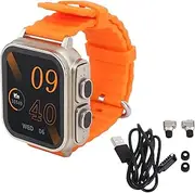 FLEXMAN 2 in 1 Smart Watch with Earbuds, Bluetooth NFC 1.91 Inch TFT HD Touchscreen Smartwatch, Sports Fitness Tracker with Step Multi Sports Modes for Android (Orange Strap)