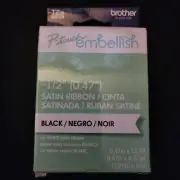 Brother P Touch Embellish ~1/2” Satin Ribbon Black on White