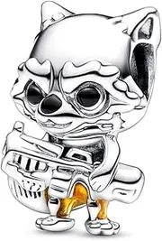 [Generic] Marvel Guardians of the Galaxy Rocket Raccoon Charm 925 Sterling Silver Pendant Charm Compatible with Pandora Charms,and Many Other UK Charm Bracelets., Metal