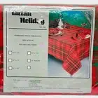 VTG 80s Festive Formal Tartan Plaid Tablecloth 52x52 In Square Textile Christmas