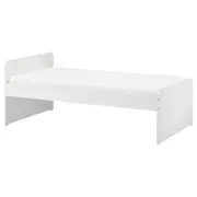 SLÄKT bed frame with slatted bed base, white, Single