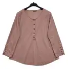 BloomChic Shirt Womens Size 18 20 Mauve Thermal Waffle Weave Top Crochet Trim