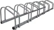 Weisshorn 6 Bike Stand Storage Rack, Road Bikes Holder Foot Floor Parking Stands Balance Bicycle Storages Outdoor Garage Park Tool Cycling Equipment, Steel Construction Silver