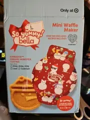 So Yummy By Bella Mini Waffle Maker Christmas Snowman Design Red Holiday Edition