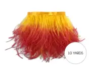 10 Yard - Fiery Red Ombre Ostrich Fringe Trim Wholesale Feather Halloween Dress