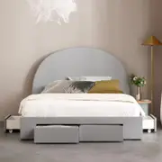Arch King Grey Bed Frame with Four Storage Drawers