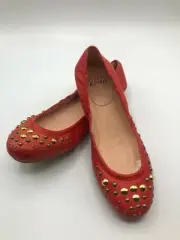 STUART WEITZMAN FLATS! Dotsalot Pimento Sable Nappa Orange Flats Size 5 NIB :)