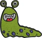 Patch - Green Slug Monster With Purple Dots And Googly Eyes Iron On #3034