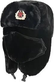 [Peosaard] Russian Hats for Man Women Thermal Hats with Ear Flap and Detachable Windproof Mask Breathable Winter Trapper Hat for Outdoor Activities, Trapper Hat Black, Black, One Size