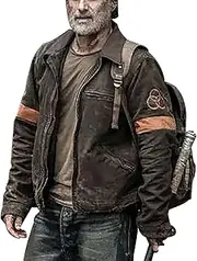 [LP-FACON] Walking Rick Grimes Jacket Andrew Lincoln Real Suede Leather Brown Jacket Men's Trucker Jacket, Brown Suede Leather, 4X-Large