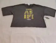 Clueless Shirt XL Womens Gray Cropped Tee Ugh As If 90s Movie Plaid Kohls New