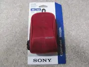 New Sony LCS-CSW CyberShot Bloggie Soft Carry Case Detachable Belt Loop (Red)