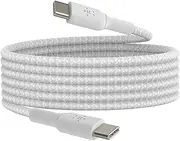 Belkin BoostCharge (1M/3.3ft) Braided USB-C to USB-C Cable for iPhone 16, iPhone 16 Pro, iPhone 16 Pro Max, iPhone 16 Plus, Galaxy S24, S23, Note10, Note9, Pixel 9, Pixel 8, iPad Pro, & More - White