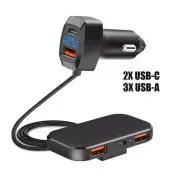 5-Port 5V/6.2A 31W USB Car Charger Cigarette Lighter Socket Charging Adapter d