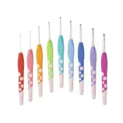 Dots Crochet Hook Set - Comfortable Ergonomic Handles - 9 Color Coded Sizes